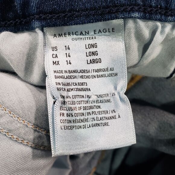 American Eagle WOMENS 14 LONG Curvy Hi Rise Jegging Blue Next Level Stretch - Picture 11 of 14